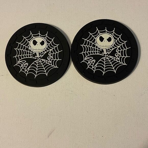 Nightmare Before Christmas Car Cup Coasters in black set of 2 NWT - Picture 1 of 4
